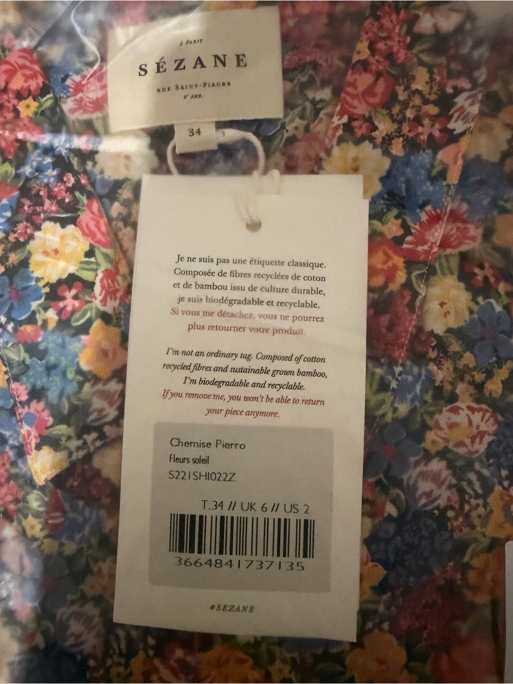Sezane Floral Button-Down Shirt in Multi-Color - Picture 7 of 7